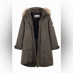 Madden Girl Olive Coat with Faux Fur Trim